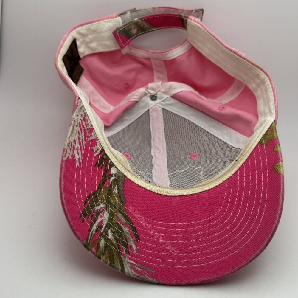 Buck Wear Women's Pink Camo Baseball Cap Hat Distressed USA Flag One Size - Picture 4 of 5